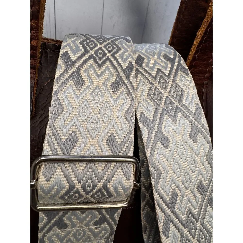 Blue Gray Purse Strap Wide Striped Bag Strap Boho Crossbody Purse Strap